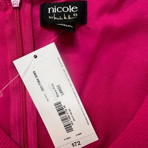 NWT Nicole Miller Sharp Pink Pencil Dress Size Large - Picture 7 of 7